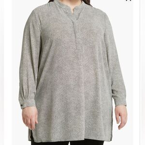 Anne Klein Popover Tunic Blouse - Black and White XXL